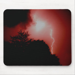 Lightning in red sky mouse pad