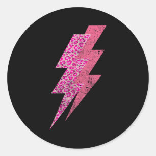 Lightning Leopard,vintage Retro Funny Gym Workout Classic Round Sticker