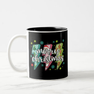 Lightning Merry Christmas Preppy Coquette Xmas Two-Tone Coffee Mug