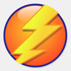 lightning orb energy icon vector classic round sticker