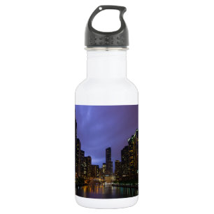 Lightning Over Chicago River 532 Ml Water Bottle
