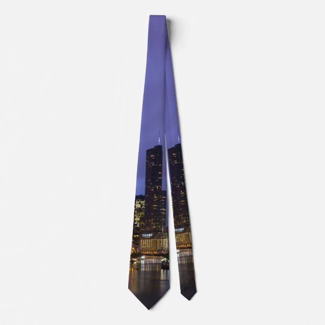 Lightning Over Chicago River Neck Tie (Front)