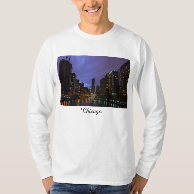 Lightning Over Chicago River T-Shirt (Front)