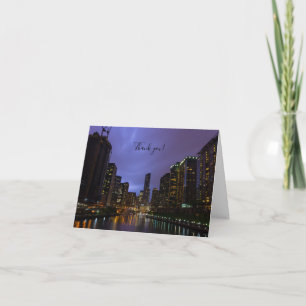 Lightning Over Chicago River Thank You Card