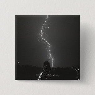 Lightning over city 15 cm square badge