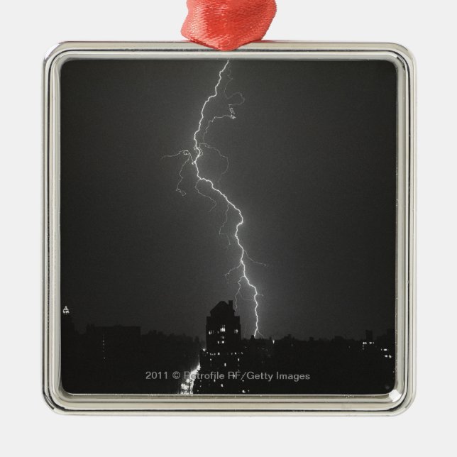 Lightning over city metal tree decoration (Front)