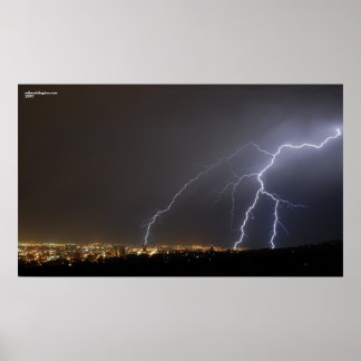 Lightning Over Salt Lake City Poster