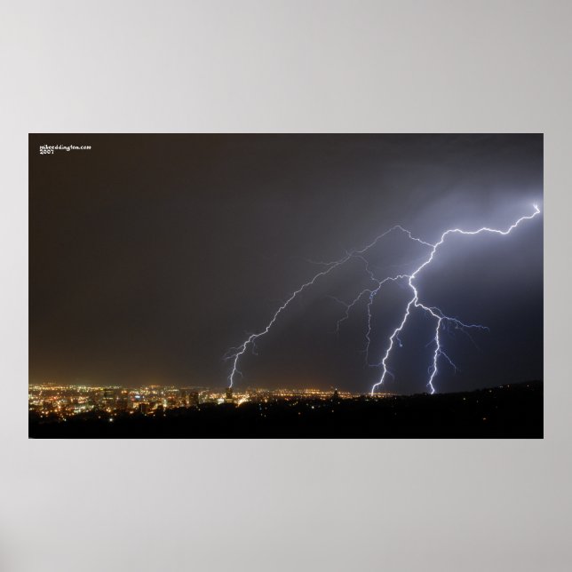 Lightning Over Salt Lake City Poster (Front)