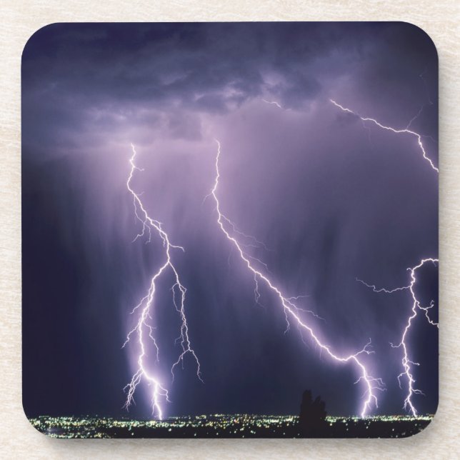 Lightning over Salt Lake Valley, Utah. Coaster (Front)