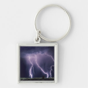 Lightning over Salt Lake Valley, Utah. Key Ring