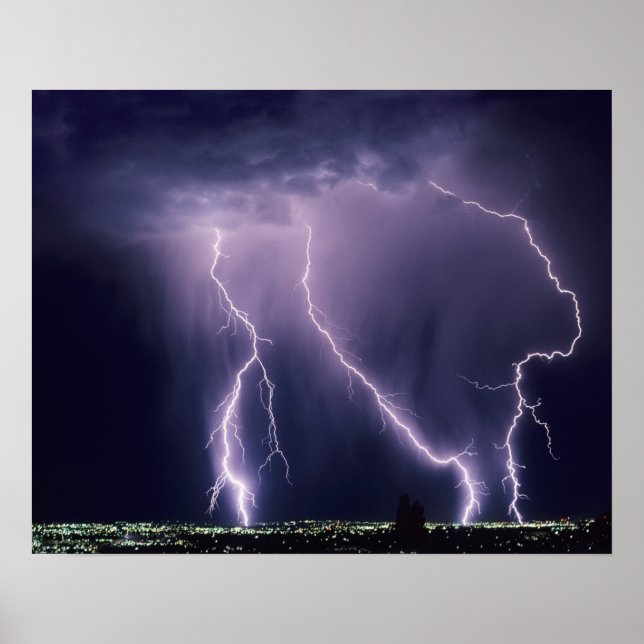 Lightning over Salt Lake Valley, Utah. Poster (Front)