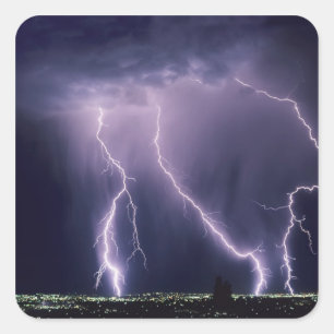 Lightning over Salt Lake Valley, Utah. Square Sticker