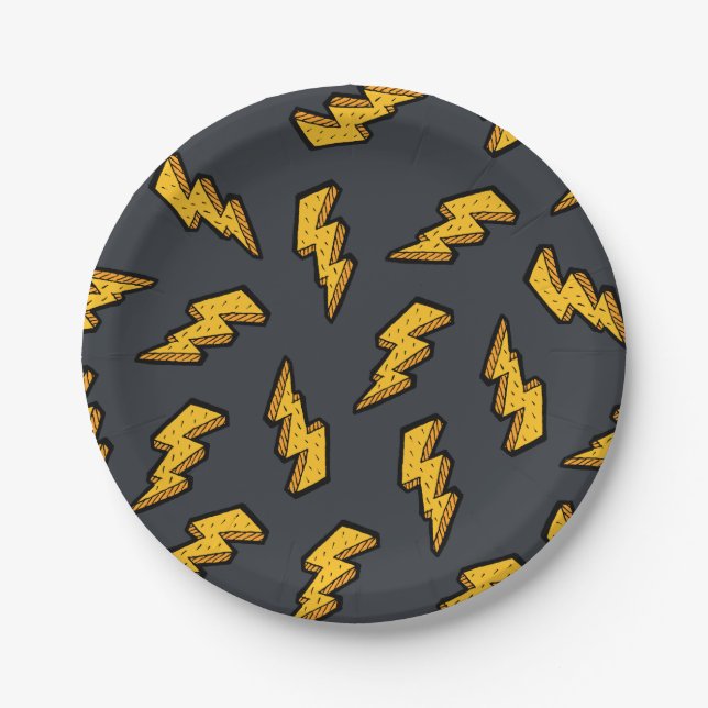 Lightning Pattern Paper Plate (Front)
