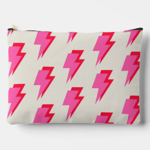 Lightning Pink Red Background Y2K Pattern Accessory Pouch