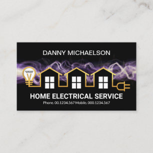 Lightning Powering Gold Home Electric Circuit Business Card