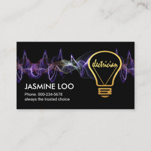 Lightning Powers Gold Electrician Bulb Business Card