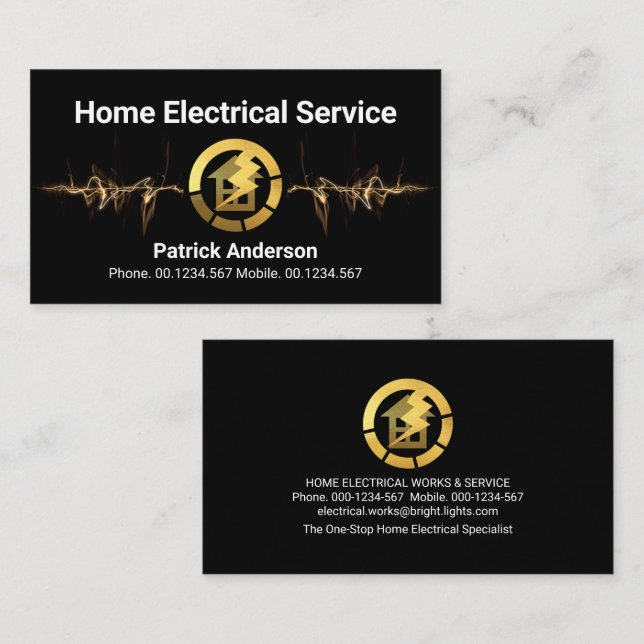Lightning Powers Gold Home Power Business Card (Front/Back)