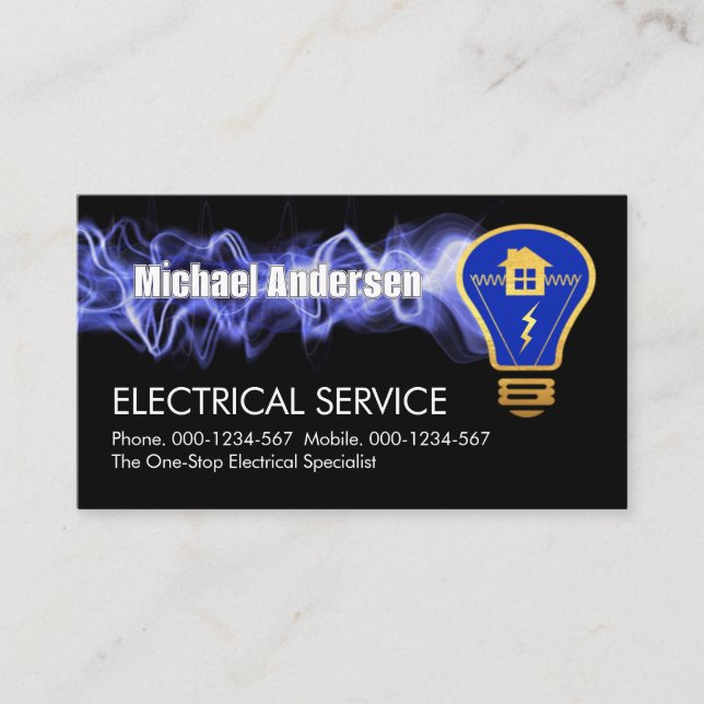 Lightning Powers Home Light Bulb Business Card (Front)