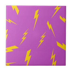 Lightning Purple Background Y2K Pattern Ceramic Tile