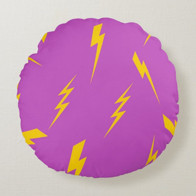 Lightning Purple Background Y2K Pattern Round Cushion (Front)