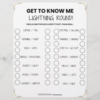 Lightning Round Party Game – Fun Get-to-Know-You P Custom Letterhead