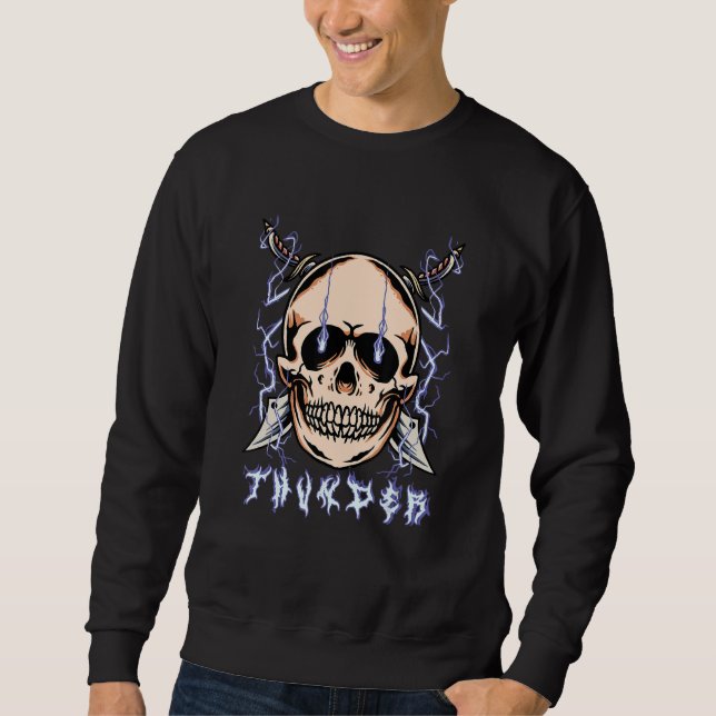 Lightning Skull Thunder  Sad Aesthetic Edgy Street Sweatshirt (Front)