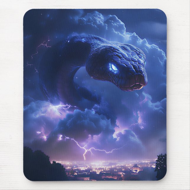 Lightning Snake Over the City Mouse Pad (Front)