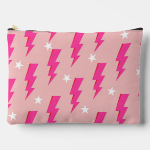 Lightning Star Pink Background Y2K Pattern Accessory Pouch