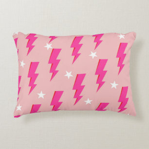 Lightning Star Pink Background Y2K Pattern Decorative Cushion
