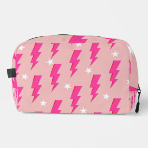 Lightning Star Pink Background Y2K Pattern Dopp Kit