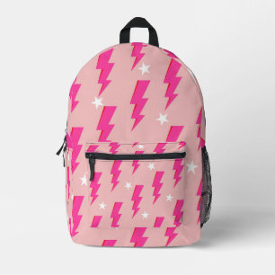 Lightning Star Pink Background Y2K Pattern Printed Backpack