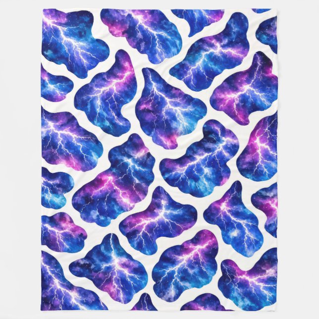Lightning Storm Galaxy Pattern Fleece Blanket (Front)