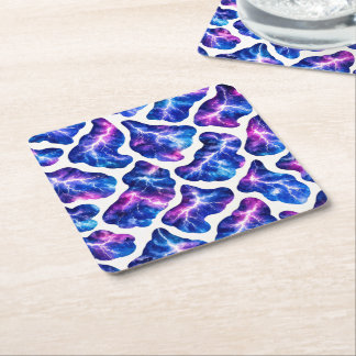 Lightning Storm Galaxy Pattern Square Paper Coaster