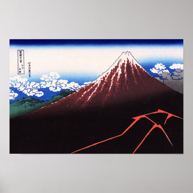 Lightning Storm Mt Fuji Hokusai Japanese Fine Art Poster (Front)