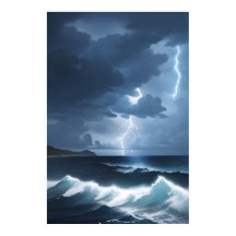 Lightning Storm Over Ocean