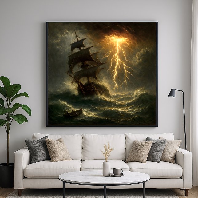 Lightning Storm Ship - Impressionism Style Art Poster (Creator Uploaded)