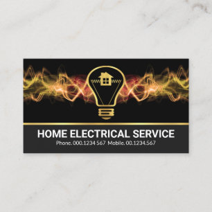 Lightning Storm Strike Gold Bulb Home Electrician Business Card
