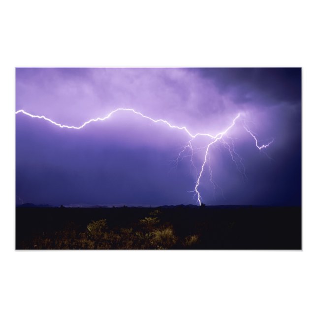 Lightning strike over desert, Big Bend Photo Print (Front)