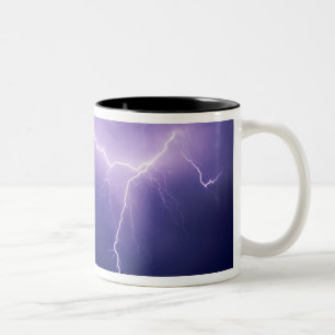 Lightning strike over desert, Big Bend Two-Tone Coffee Mug