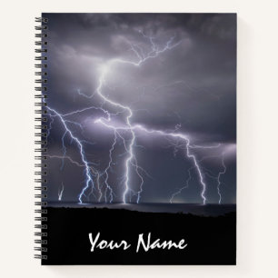 Lightning Strike Thunderstorm Black & Purple Photo Notebook