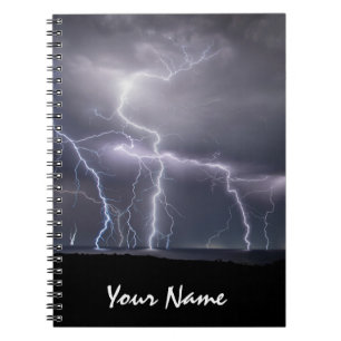 Lightning Strike Thunderstorm Black & Purple Photo Notebook