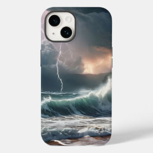 Lightning Strike Waves Beach Landscape Case-Mate iPhone 14 Case