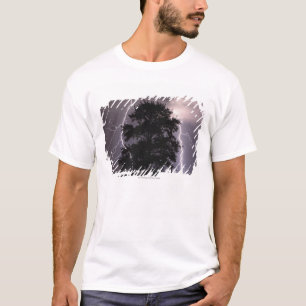Lightning Strikes In The Sky Behind A Tree T-Shirt