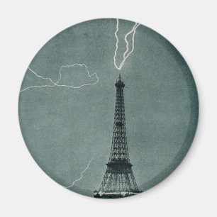 Lightning Strikes the Eiffel Tower, 1902 Magnet