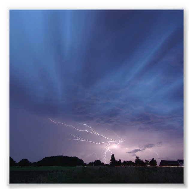 Lightning Striking During Thunderstorm Photo Print (Front)