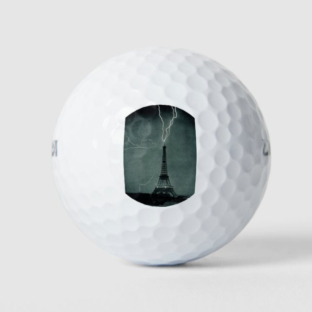 Lightning Striking the Eiffel Tower Golf Balls (Front)
