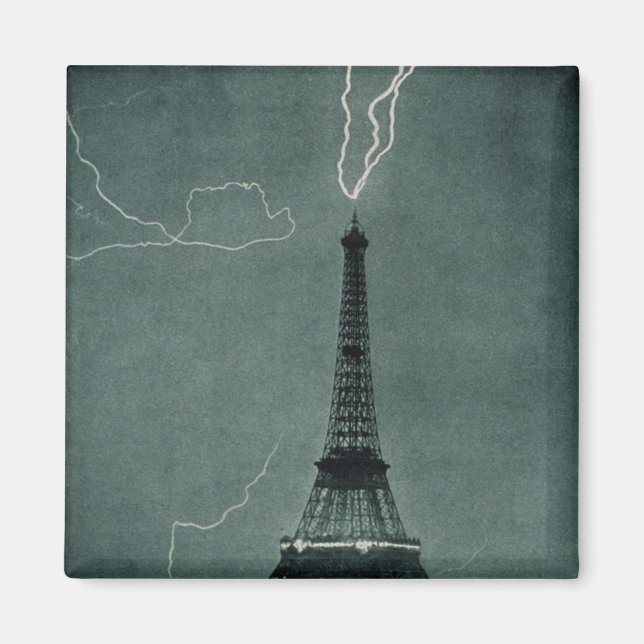 Lightning Striking the Eiffel Tower Magnet (Front)