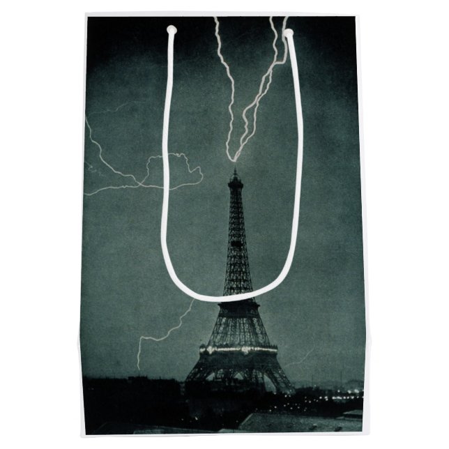Lightning Striking the Eiffel Tower Medium Gift Bag (Back)