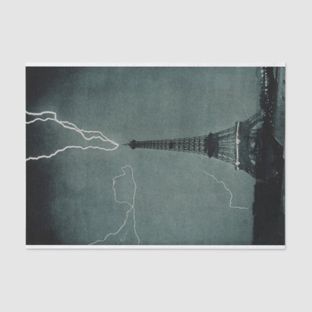 Lightning Striking the Eiffel Tower Tissue Paper (Front)