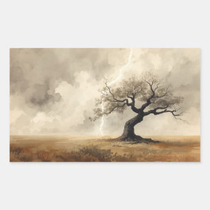 lightning striking tree paintings. 🌩️🌳 rectangular sticker